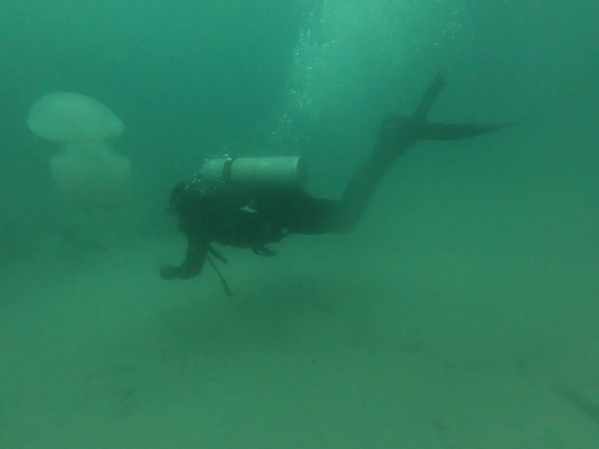 Scaphandrier en inspection sous-marine